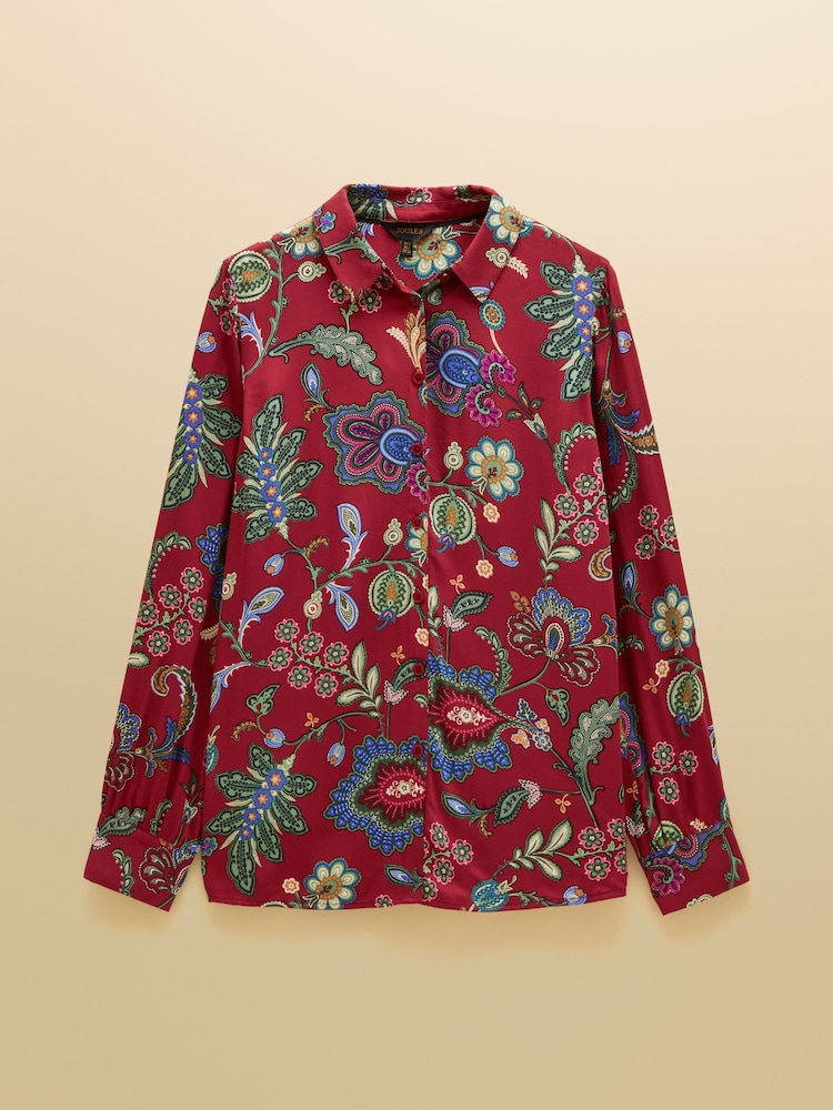 أحمر مشجر - Elvina Satin Shirt - صورة 7 من 7 أحمر مشجر - Elvina Satin Shirt - صورة 7 من 7