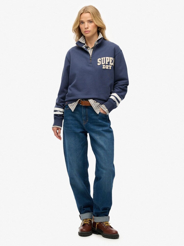 Superdry Blue Athletic Essentials Applique Half Zip Jumper - Image 2 of 7
