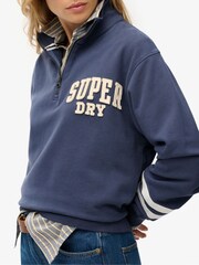 Superdry Blue Athletic Essentials Applique Half Zip Jumper - Image 5 of 7