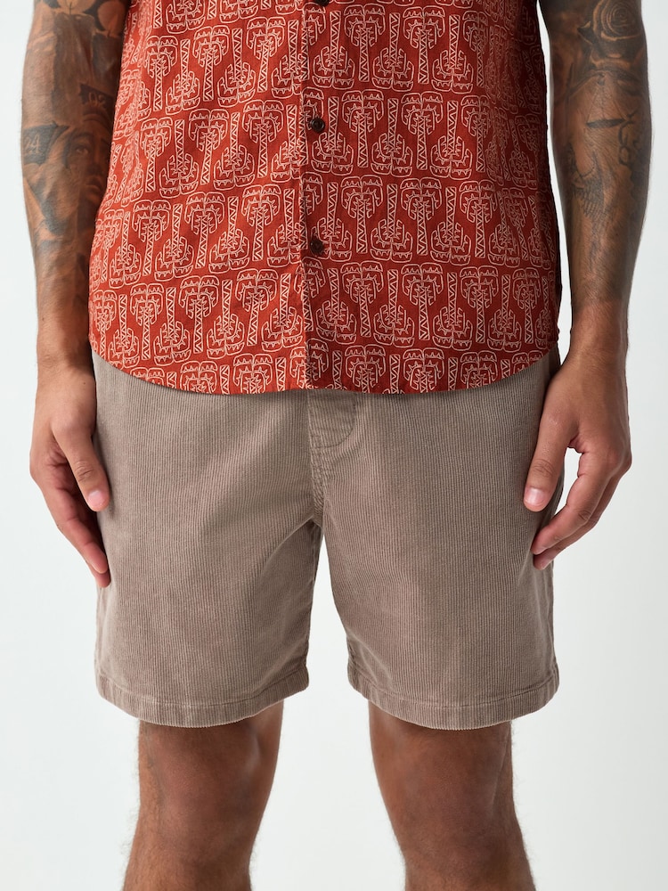 Brun - Elasticated Waist Cord Shorts - Image 1 sur 6