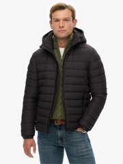 Superdry Black Hooded Fuji Padded Jacket - Image 4 of 8