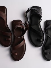 The Set Premium Leather Toe Loop Sandals Chocolate Brown - Image 7 of 7