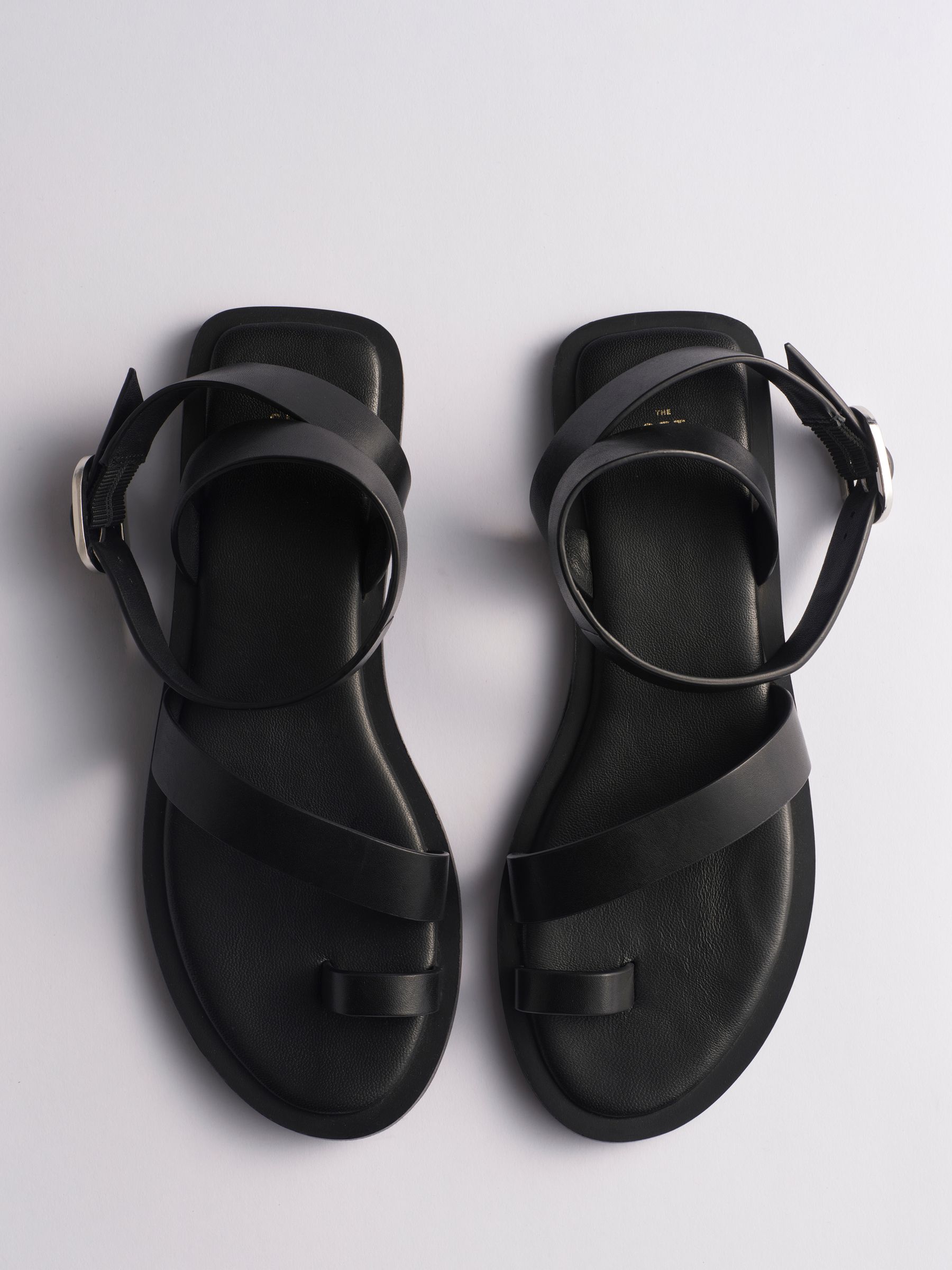 Buy The Set Premium Leather Toe Loop Sandals Black from Next USA