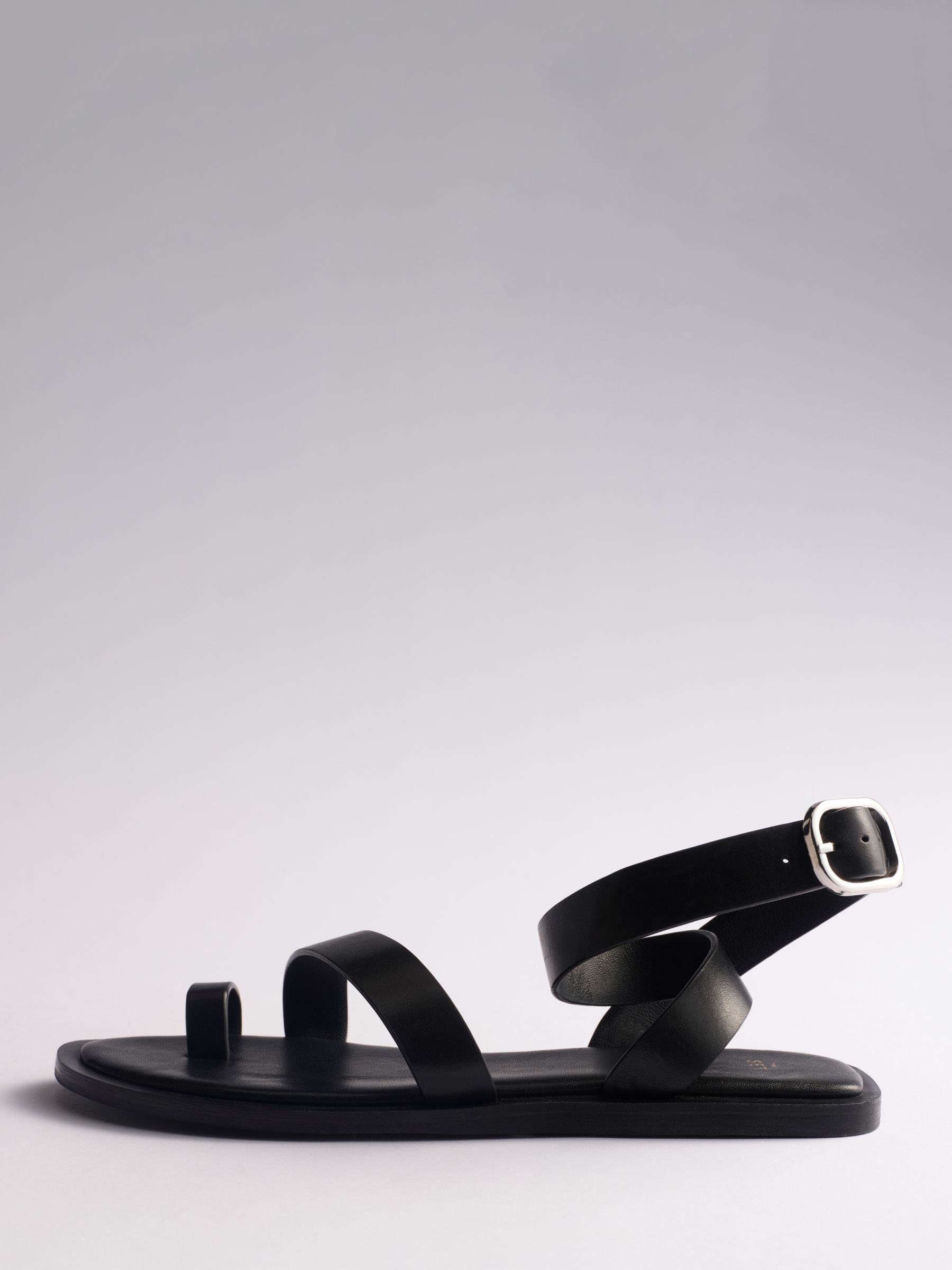Buy The Set Premium Leather Toe Loop Sandals Black from Next USA