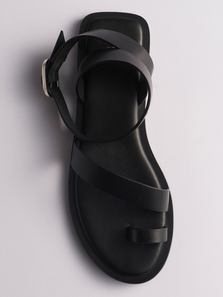 The Set Premium Leather Toe Loop Sandals Black - Image 6 of 6