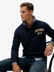 Superdry Blue Vintage Athletic Henley Sweatshirt - Image 3 of 7