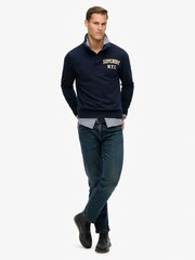 Superdry Blue Vintage Athletic Henley Sweatshirt - Image 4 of 7
