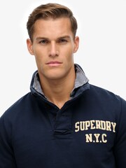 Superdry Blue Vintage Athletic Henley Sweatshirt - Image 5 of 7