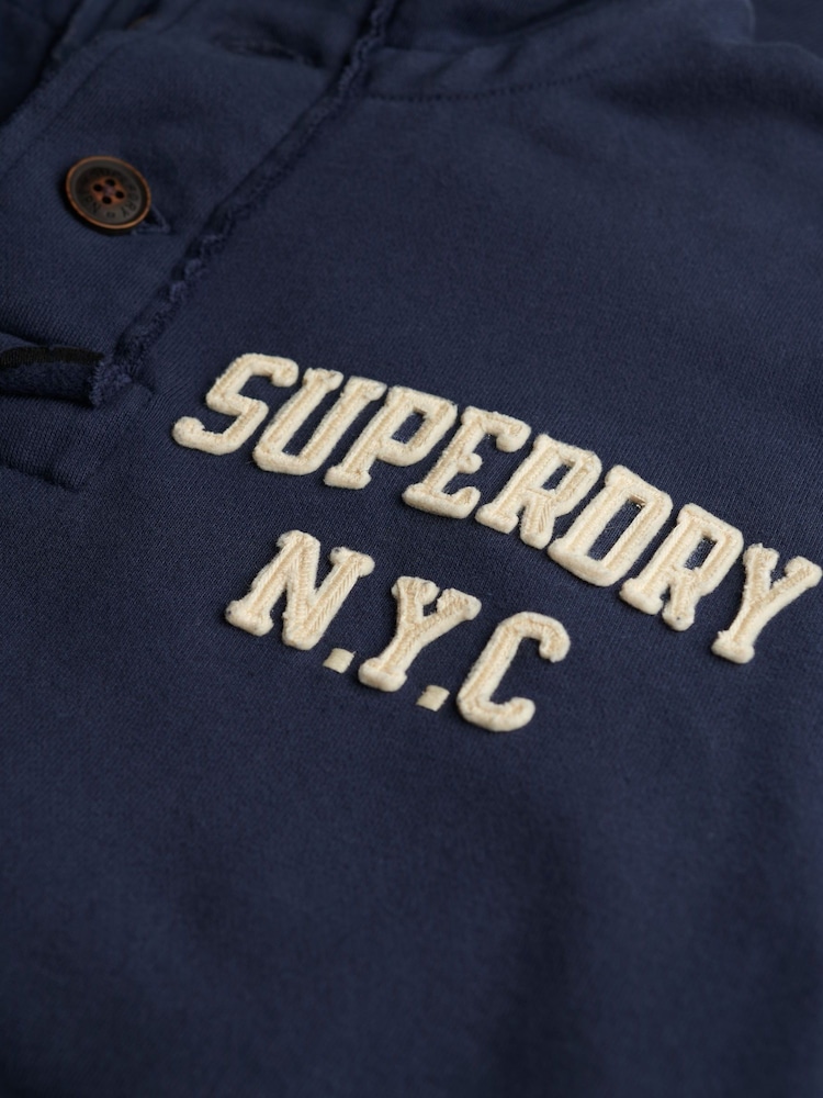 Superdry Blue Vintage Athletic Henley Sweatshirt - Image 7 of 7 Superdry Blue Vintage Athletic Henley Sweatshirt - Image 7 of 7