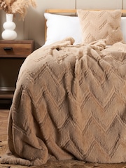 BHS Natural Chevron Faux Fur Throw - Image 1 of 4