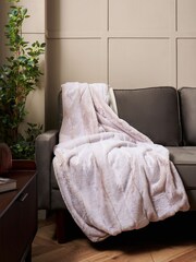 BHS Natural Faux Fur Stripe Cut Throw - Image 1 of 5