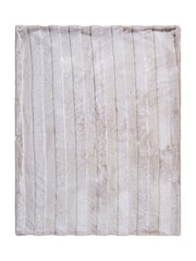 BHS Natural Faux Fur Stripe Cut Throw - Image 2 of 5