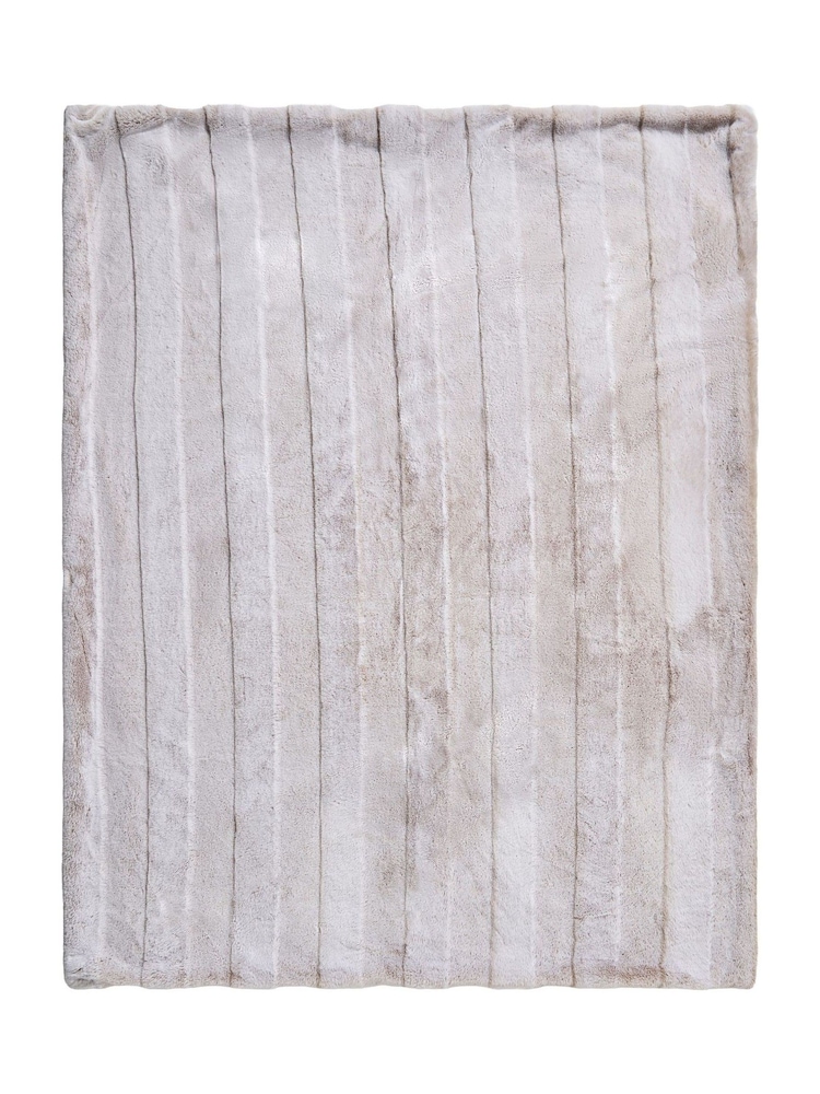 BHS Natural Faux Fur Stripe Cut Throw - Image 2 of 5 BHS Natural Faux Fur Stripe Cut Throw - Image 2 of 5
