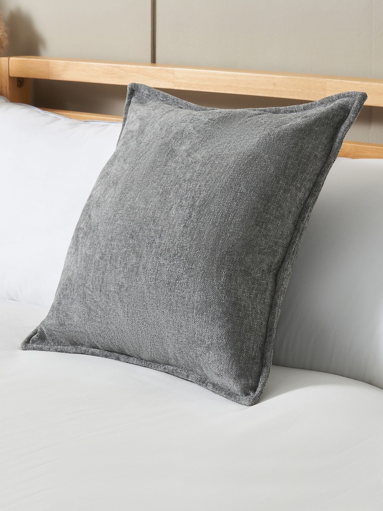 BHS 2 Pack Grey Oxford Chenille Cushions - Image 1 of 5 BHS 2 Pack Grey Oxford Chenille Cushions - Image 1 of 5