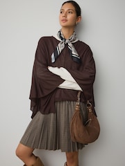 Maro Ciocolată - Cape Long Sleeve Top - Imaginea 1 din 7