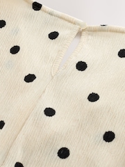Lunares negros/crudos - Mono corto texturizado de manga corta con Cuello de pico - Imagen 8 de 8