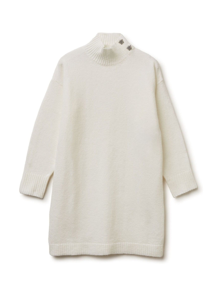 Benetton Cream High Neck Knitted Dress - صورة 1 من 2 Benetton Cream High Neck Knitted Dress - صورة 1 من 2