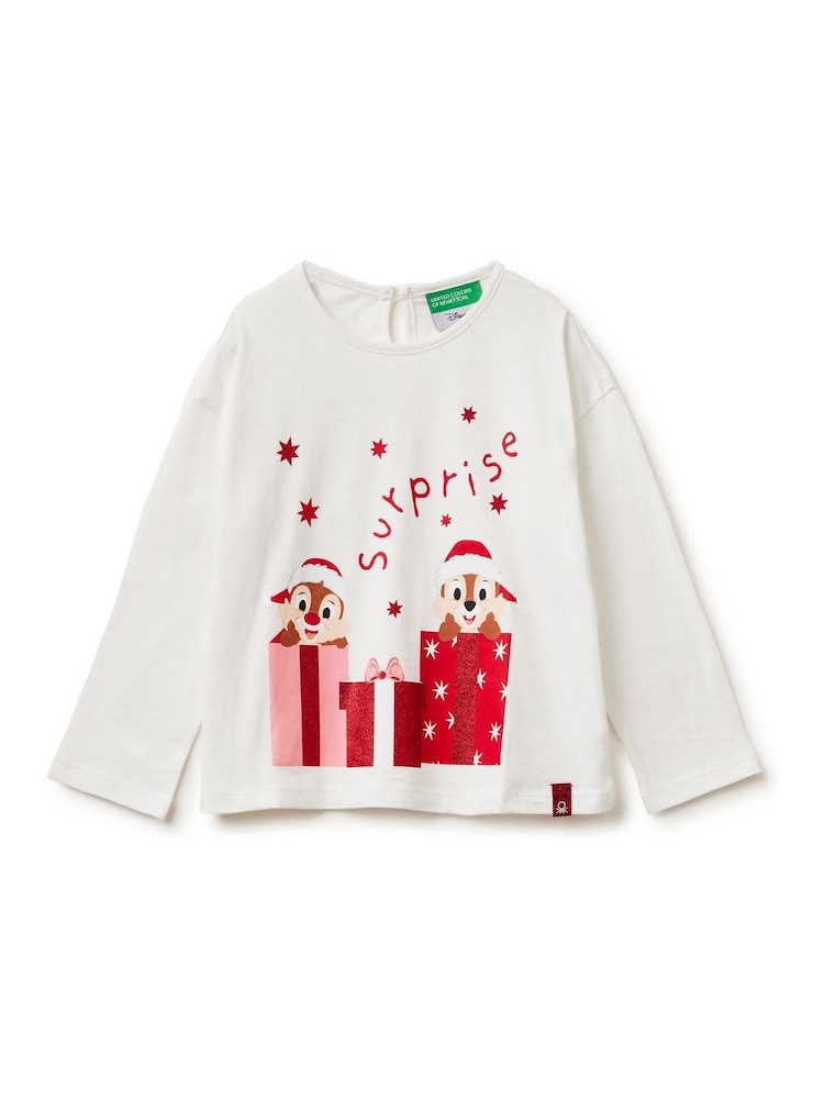 Benetton Long Sleeve Christmas Cream T-Shirt - صورة 1 من 3 Benetton Long Sleeve Christmas Cream T-Shirt - صورة 1 من 3