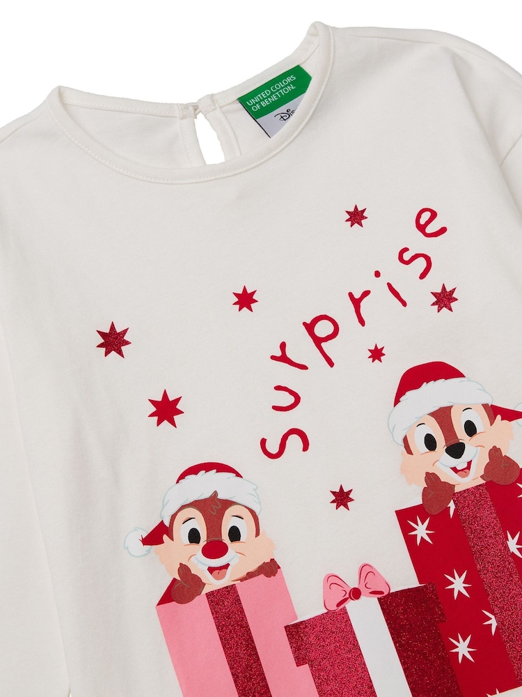 Benetton Long Sleeve Christmas Cream T-Shirt - صورة 3 من 3 Benetton Long Sleeve Christmas Cream T-Shirt - صورة 3 من 3