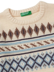 Benetton Cream Fair Isle Knitted Jumper - Image 3 of 3