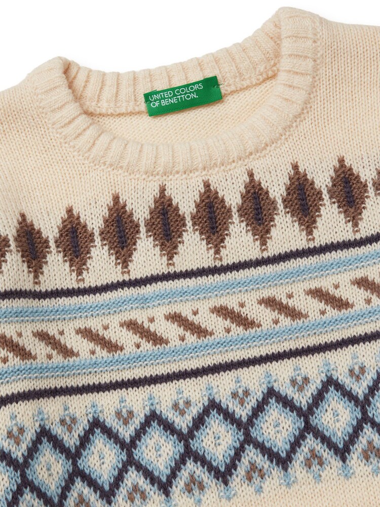 Benetton Cream Fair Isle Knitted Jumper - Image 3 of 3 Benetton Cream Fair Isle Knitted Jumper - Image 3 of 3