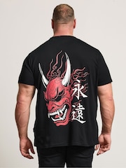 BadRhino Big & Tall Black Flaming Oni Japanese T-Shirt - Image 3 of 7