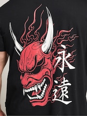 BadRhino Big & Tall Black Flaming Oni Japanese T-Shirt - Image 4 of 7