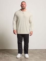 BadRhino Big & Tall Natural Chunky Ribbed Long Sleeve Knitted Polo Shirt - Image 2 of 6