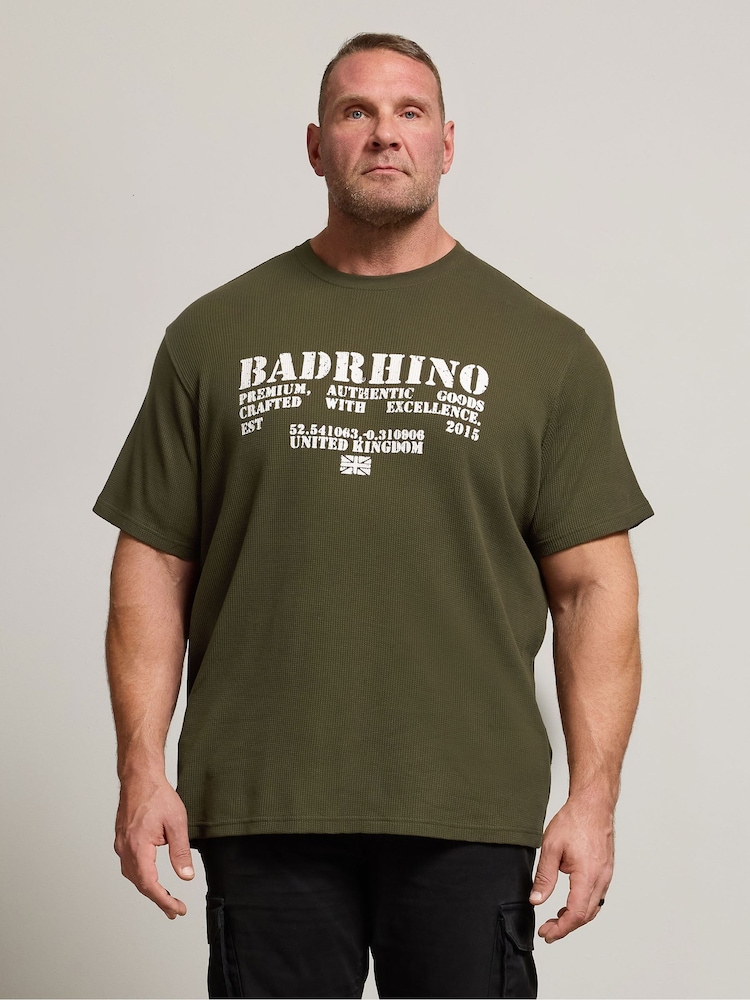 BadRhino Big & Tall Green Night Bragg Waffle Short Sleeve T-Shirt - Image 1 of 6
