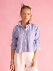 Bleu et blanc rayé - Chemise Oxford Raccourci Joules - Image 1 sur 10