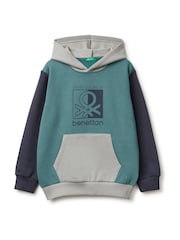 Benetton Blue Long Sleeve Logo Hoodie - Image 1 of 3