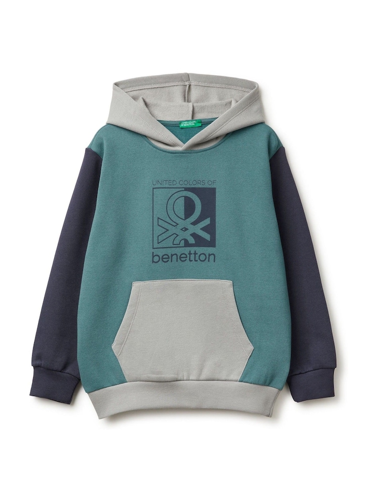 Benetton Blue Long Sleeve Logo Hoodie - Image 1 of 3 Benetton Blue Long Sleeve Logo Hoodie - Image 1 of 3
