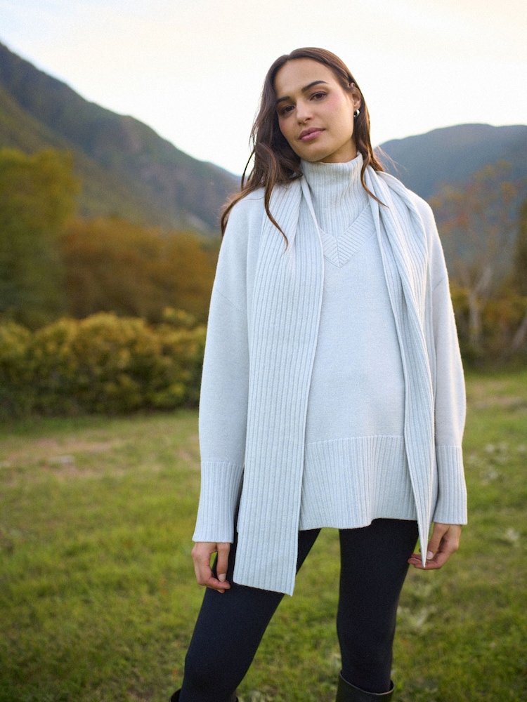 Seraphine Grey Marl Maternity & Nursing Scarf Detail Jumper - Image 1 of 7 Seraphine Grey Marl Maternity & Nursing Scarf Detail Jumper - Image 1 of 7