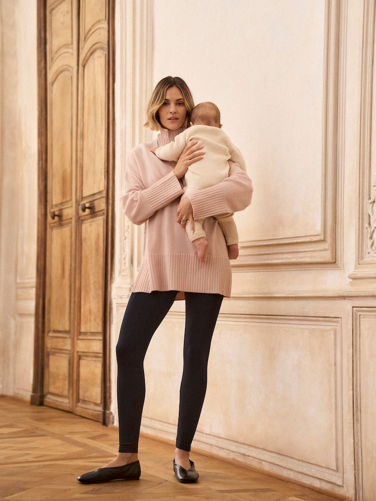 Seraphine Blush Pink Maternity & Nursing Scarf Detail Jumper - Image 1 of 8 Seraphine Blush Pink Maternity & Nursing Scarf Detail Jumper - Image 1 of 8