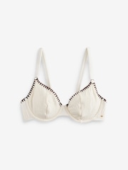 Mint Velvet Cream Whipstitch Non Padded Underwired Bikini Top - Image 4 of 6