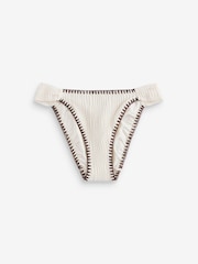 Mint Velvet Cream Whipstitch High Leg Bikini Breif - Image 1 of 3