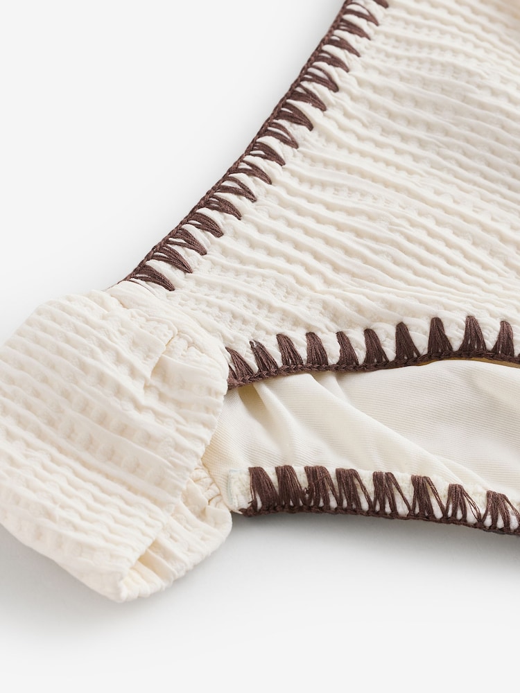 Mint Velvet Cream Whipstitch High Leg Bikini Breif - Image 3 of 3