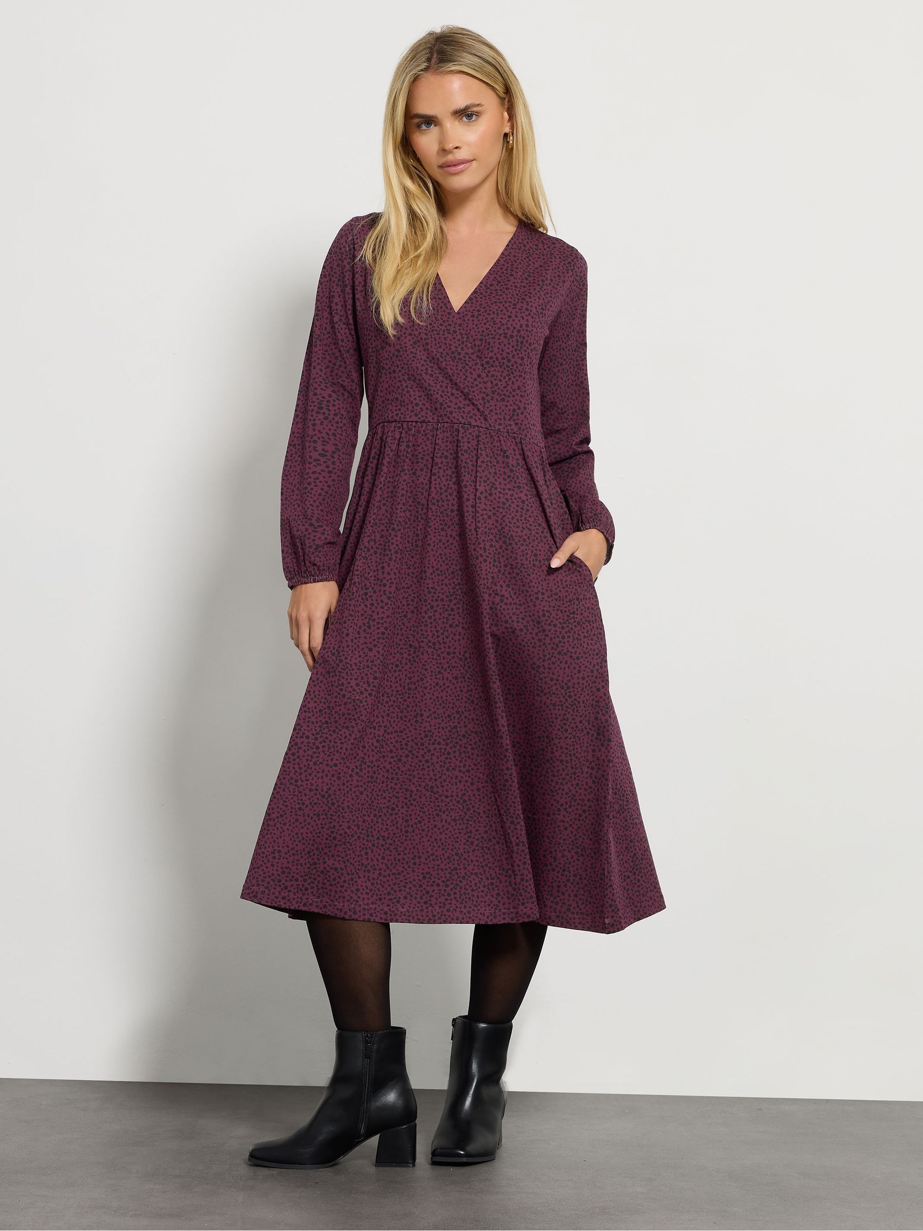 M&Co Petite Berry Animal Print Wrap Dress - Women's - Image 2