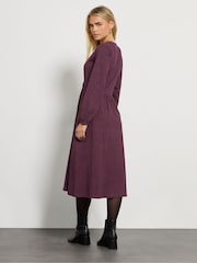 M&Co Purple Petite Non Print Wrap Dress - Image 3 of 5