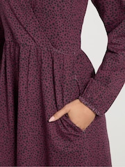 M&Co Purple Petite Non Print Wrap Dress - Image 5 of 5