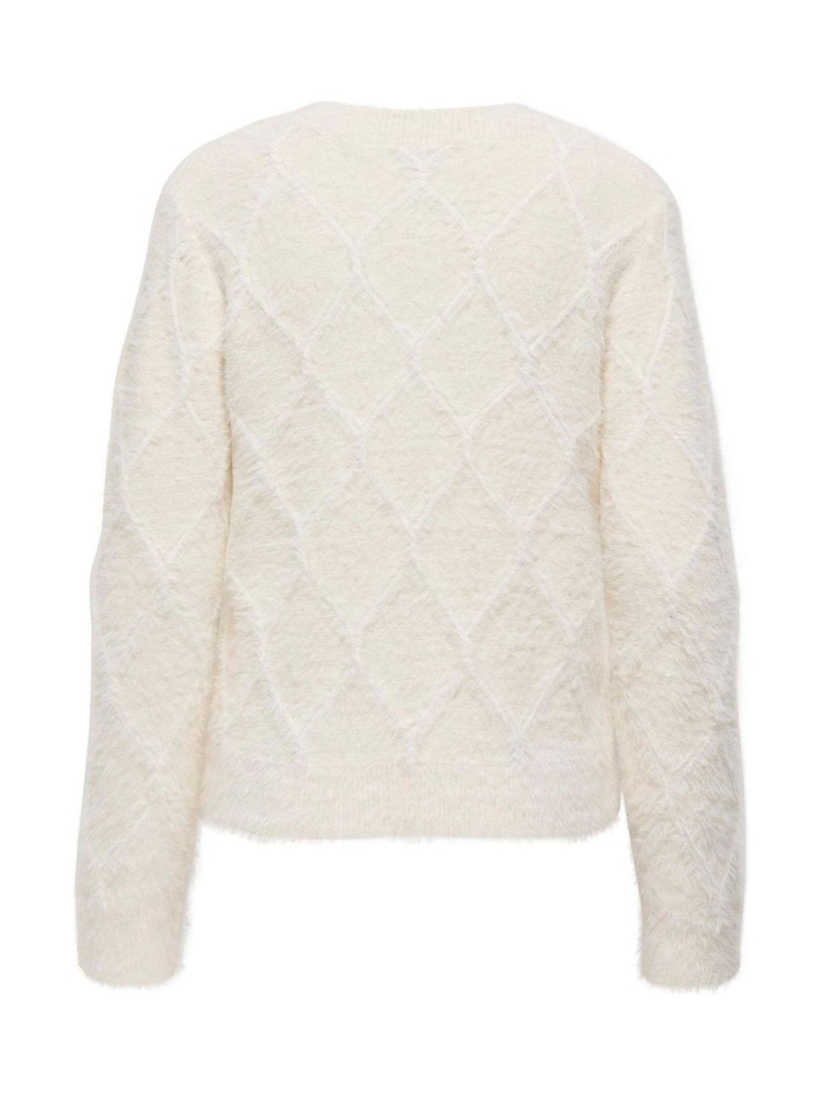 JDY Cream Jewel Button Round Neck Cardigan - Image 6 of 6 JDY Cream Jewel Button Round Neck Cardigan - Image 6 of 6