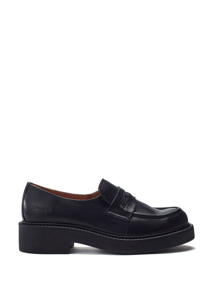 Moda in Pelle Black Sh Ivy Chunky Leather Loafers - Image 1 of 4 Moda in Pelle Black Sh Ivy Chunky Leather Loafers - Image 1 of 4