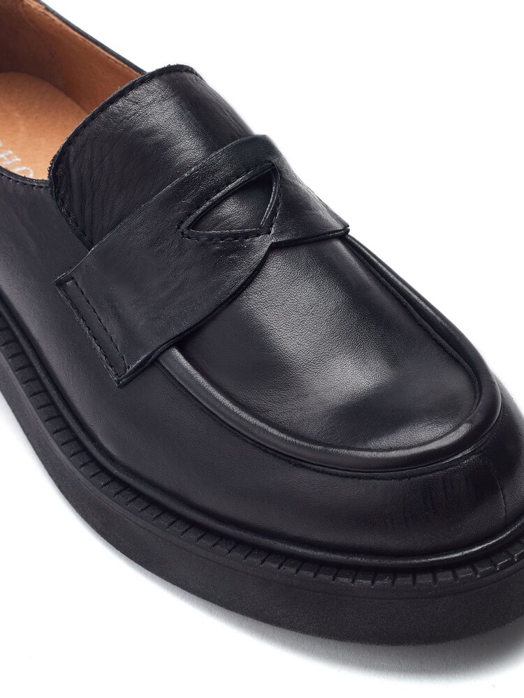 Moda in Pelle Black Sh Ivy Chunky Leather Loafers - Image 4 of 4