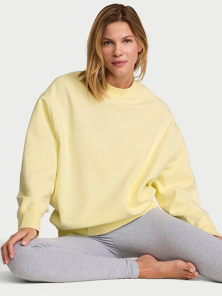 Victoria's Secret Lemonade Yellow Fleece Oversized Crewneck Sweatshirt - Image 1 of 2 Victoria's Secret Lemonade Yellow Fleece Oversized Crewneck Sweatshirt - Image 1 of 2