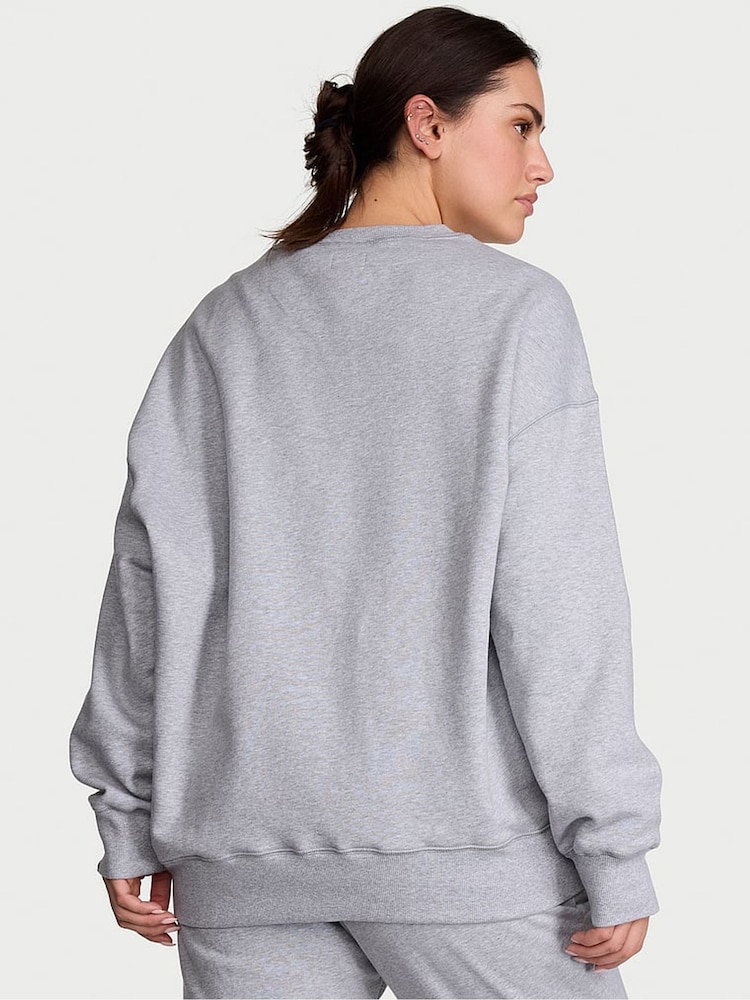 Victoria's Secret Medium Heather Grey Fleece Oversized Crewneck Sweatshirt - Image 2 of 2
