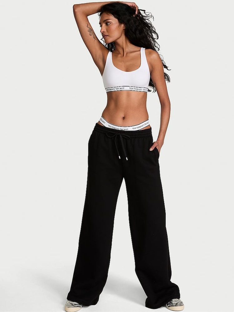 Victoria's Secret Black Fleece Wide Leg Joggers - Image 1 of 2 Victoria's Secret Black Fleece Wide Leg Joggers - Image 1 of 2