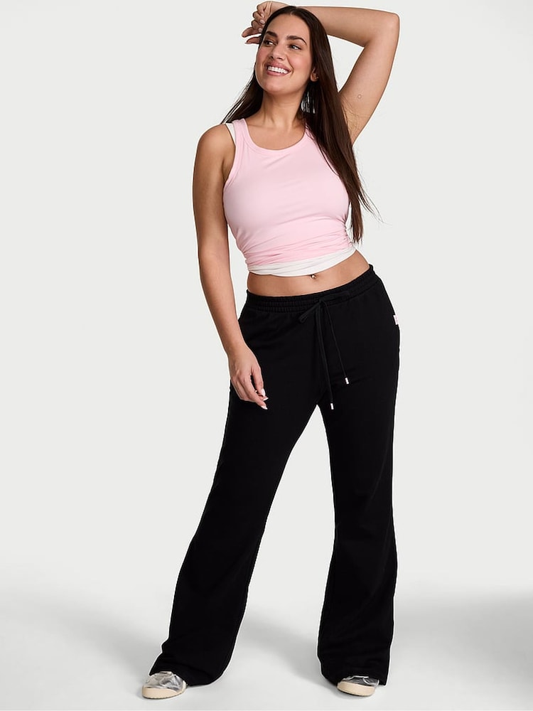 Victoria's Secret Black Terry Flared Joggers - Image 1 of 2