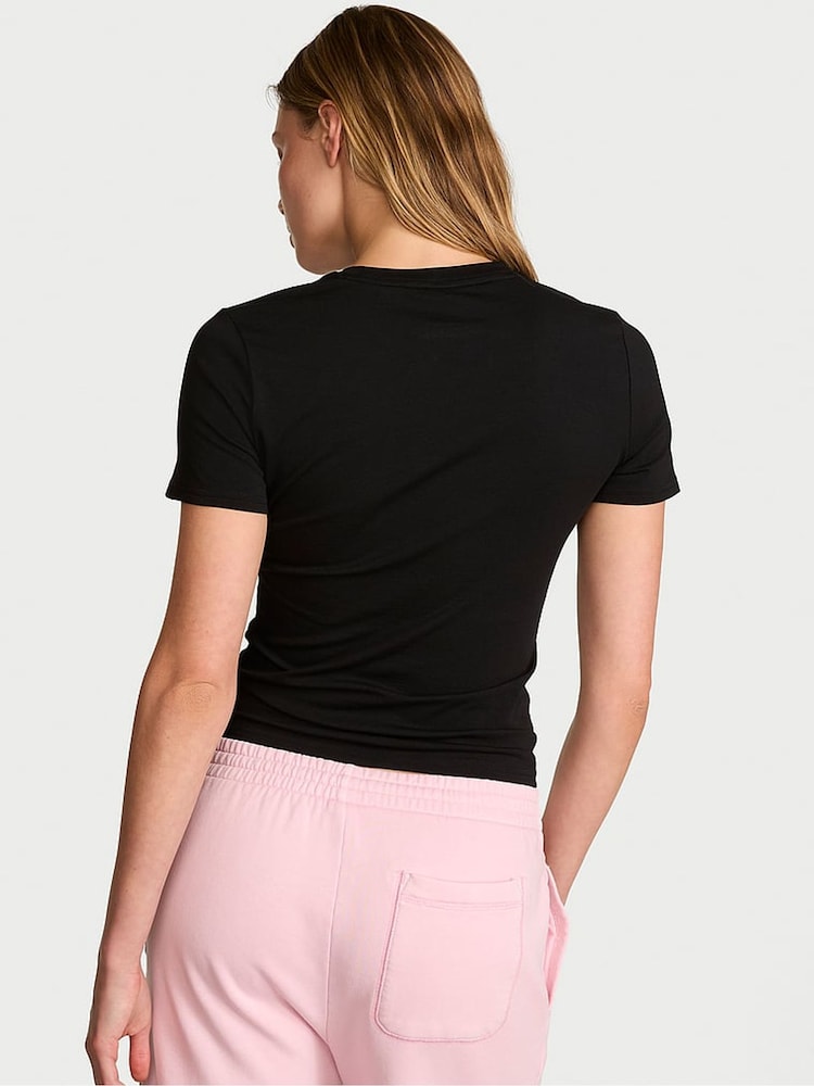 Victoria's Secret Black Cotton T-Shirt - Image 2 of 2