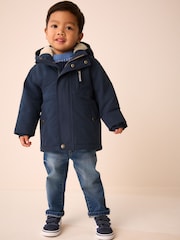 Navy Waterproof Borg Lined Parka (3mths-7yrs) - Image 1 of 10