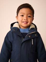 Navy Waterproof Borg Lined Parka (3mths-7yrs) - Image 4 of 10